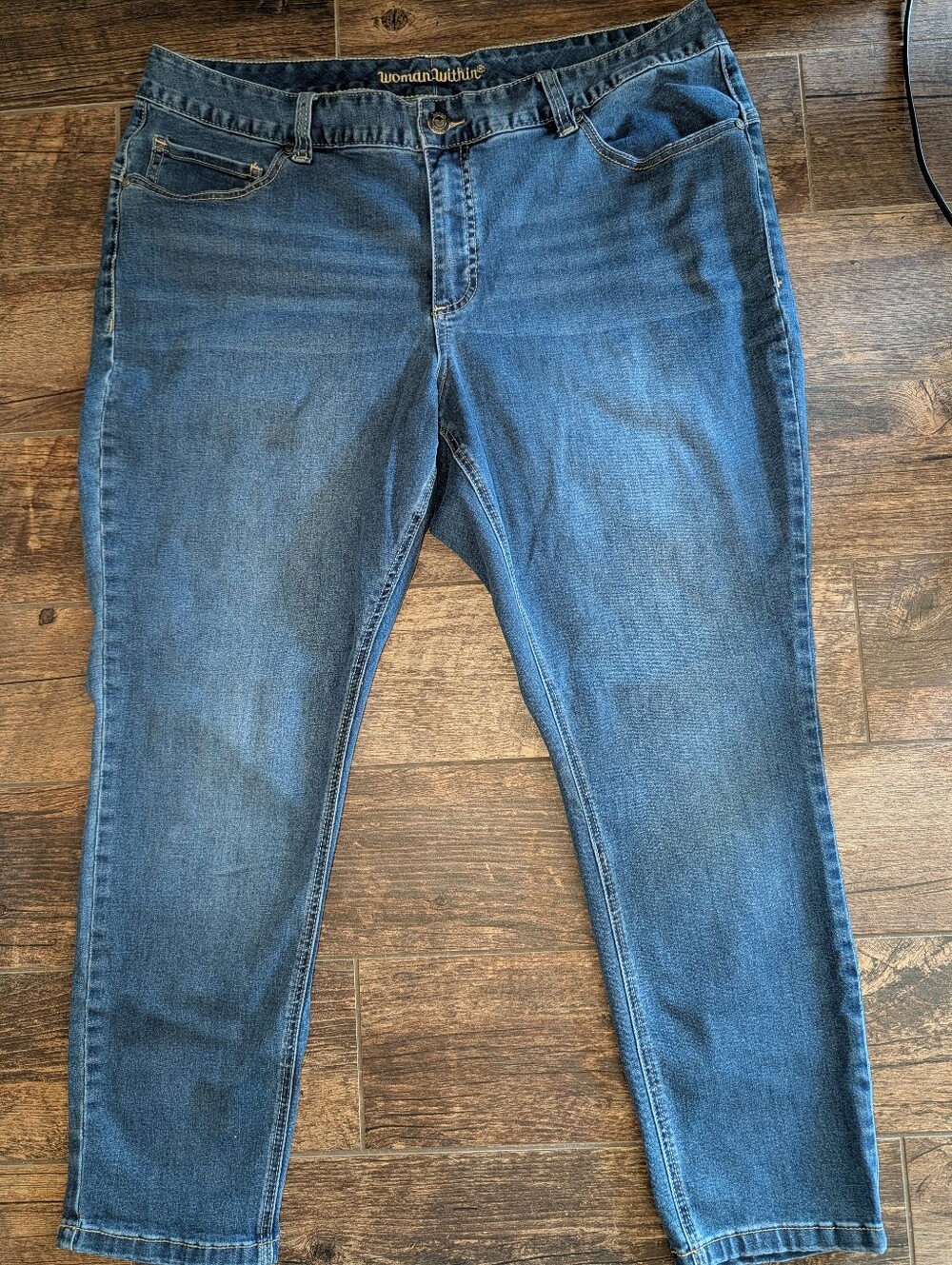 Woman Within Jeans Straight Leg Medium Wash Women's Size 24W